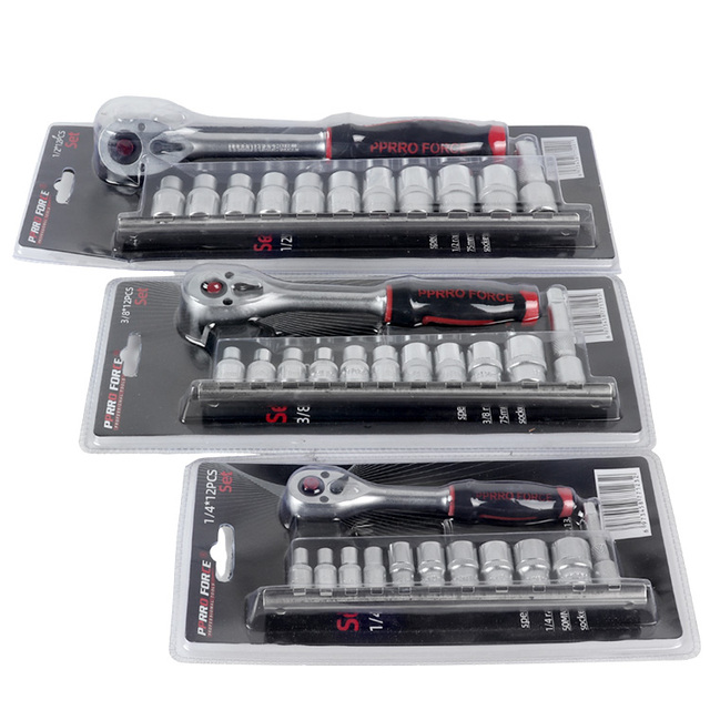 12PCS Plastic Hang Auto Car Repairing 3/8"Socket Wrench Set W/ High Quality Quickly Ratchet Handle