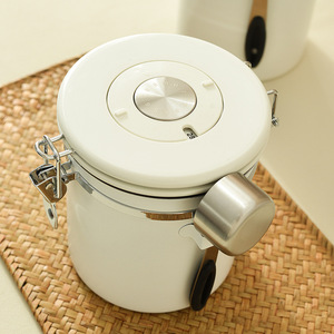 Coffee Bean Storage Jar Stainless Steel Airtight Cylinder With Measuring Spoon For Kitchen Use - Product Image 3