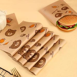 Papel de hamburguesa de grado seguro para alimentos, logotipo y tamaño impresos personalizados al por mayor, resistente a la grasa, Deli, envoltura de carne recubierta de cera - Product Image 1