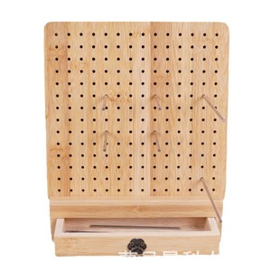 Bamboo Pegboard <b>Crochet</b> <b>Hook</b> Storage Rack With Drawer Natural Wood Color Rectangle Standing Type Office Organizer - Product Image 3