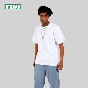 เสื้อยืดผ้าฝ้ายระบายอากาศสำหรับผู้ชายคอกลมแบบถักคอลูกเรือแบบเรียบ - Product Image 4