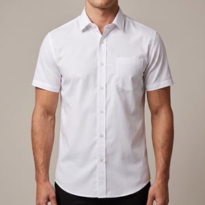 Camicia da <span class=keywords><strong>Uomo</strong></span> Senza Stiratura con Tessuto Effetto Seta, Manica Corta, Tasca Singola, Vestibilità Moderna Regolare, Camicia Formale da Lavoro ODM - Product Image 2