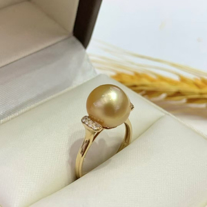 Anillo de Perlas de Agua Salada del Mar del Sur de 18K con Diamantes, Alto Brillo, Lujoso, para Mujer, Regalo, Venta al Por Mayor - Product Image 3