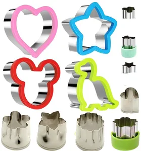 Mouse Dinosaur Heart Star Cookie Vegetable Cutters Stainless Steel Sandwiches Cutter Set Food Grade Cookie Cutter Mold for Kids