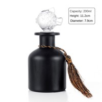 Diffuseur de parfum vide en verre teinté bleu, gris, noir, 150 ml, 200 ml, avec bouchon à vis ou bouchon doré, sérigraphie, vente en gros sur mesure