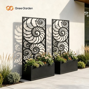 Jardinera Metálica Moderna Gnee Garden con Patrón Circular, Jardinera para Exteriores Resistente y Ligera, Diseño Minimalista - Product Image 1