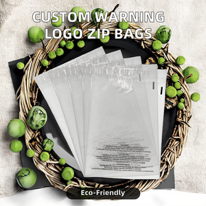 Customized Transparent Frosted <b>PE</b> Zipper Bags Self-Sealing with Warning Logo for Clothing for Socks and <b>Shoes</b> - Product Image 6