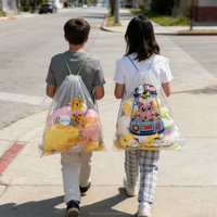 Sac à dos transparent à cordon personnalisé OEM/ODM de haute qualité pour poupées griffes, vente en gros, sac à cordon en plastique pour jouets en peluche