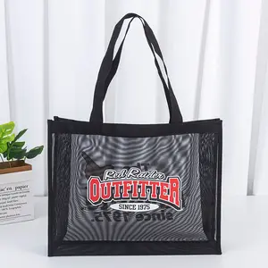custom design with logo reusable nylon wire net mesh beach shopping tote bag Mesh Beach Bag