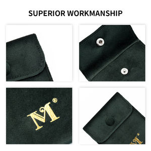 Eastsunshine Vente chaude OEM Logo personnalisable Pochette à bijoux à pression Haute qualité Noël Luxe Pochette à bijoux en velours avec estampage or - Product Image 3