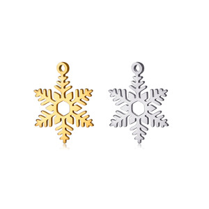 Breloques Flocons de Neige Mignons en Acier Inoxydable Poli Miroir DIY Couleurs Argent et Or pour Noël - Product Image 1
