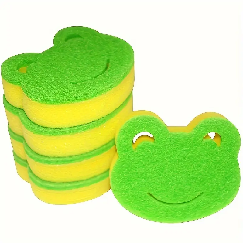 Wholesale Durable Modern PU Frog Shape Sponge Double-Sided Sponges for Daily Dish Cleaning in Kitchen