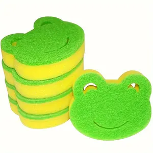 Wholesale Durable Modern PU Frog Shape Sponge Double-Sided Sponges For Daily Dish Cleaning In Kitchen