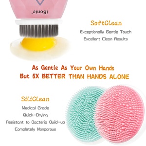 Cepillo de Limpieza Facial Eléctrico Sónico de Silicona 2 <span class=keywords><strong>en</strong></span> <span class=keywords><strong>1</strong></span>, Dispositivo Suave con Vibración - Product Image 4