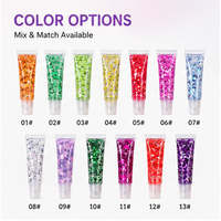 Gloss à lèvres hydratant à paillettes étoiles RTS 10ml, effet brillant, tube souple, 13 couleurs, faible MOQ, vente en gros, logo personnalisé