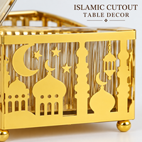 Boîte de rangement pour bonbons de l'Aïd du Ramadan, décoration de table islamique, conteneur à friandises avec couvercle, découpe croissant de lune et étoile, ornement festif pour la maison
