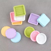Offre Spéciale 3d miniature rond carré plateau assiette panier design supermarché maison de poupée bricolage résine cabochon