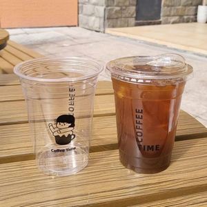 Gobelet en plastique transparent PET jetable pour thé au lait, café glacé, avec couvercle, logo personnalisé, diamètre 98 mm, 12, 14, 16, 18, 20, 24 oz - Product Image 3
