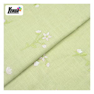 Tissus pour femmes en crêpe de coton, motifs brodés, fleurs multicolores, broderie au cordon - Product Image 2
