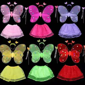 便宜的质量花式万圣节嘉年华蝴蝶翅膀短裙仙女蝴蝶翅膀便宜的女孩套装