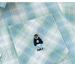 Ensemble 2 pièces décontracté pour enfants 2026 : <span class=keywords><strong>Chemise</strong></span> à <span class=keywords><strong>carreaux</strong></span> à col rabattu et short pour garçons – Collection été en gros - Product Image 4