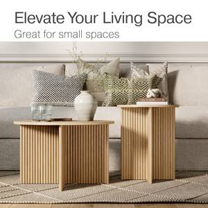 رف غرفة معيشة مخصص من المصنع ، رف خشبي بديكور منزلي عصري ، رف قهوة خشبي مبطن مستدير ، رف قهوة متداخل مخدد - Product Image 2