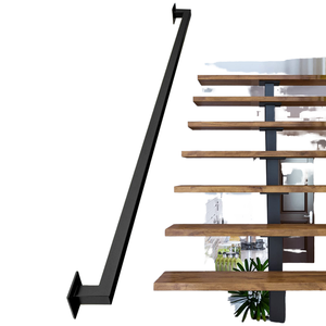 6FT Black Iron/Stainless Steel Industrial Handrail System 500lbs Load Capacity <b>Wall</b> Mount Non-Slip Rust-Resistant for - Product Image 1