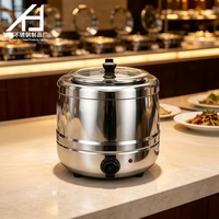 Fournitures hôtelières : Marmite chauffante électronique 10L en acier inoxydable, seau à soupe électrique commercial avec isolation thermique, chauffe-plats