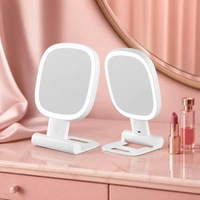Travel Magnifying Mirror Lighted Adjustable Brightness 3 Color Lights Square Compact Handheld Pocket Mirror