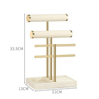 Organisateur de bijoux à 4 niveaux en forme d'arbre, présentoir pour colliers et bracelets avec barre à bagues pour le rangement de montres et boucles d'oreilles