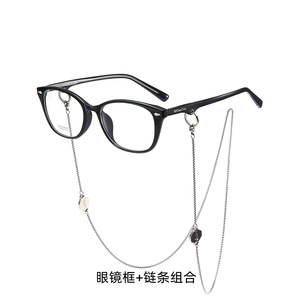 MOonCoo Monturas de Gafas de Acetato Ojo de Gato con Correa de Cadena Unisex, Lentes de Resina de Montura Completa, Tendencia de Moda - Product Image 1