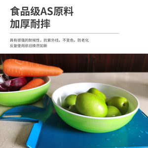 Tazón redondo de plástico bicolor, de gran diámetro, tazón colorido de imitación de cerámica, tazón apto para alimentos para ensaladas de frutas y verduras. - Product Image 3