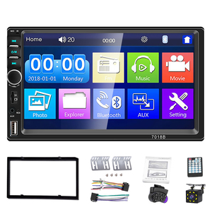 <span class=keywords><strong>Reproductor</strong></span> MP5 para Auto <span class=keywords><strong>7018B</strong></span> Doble DIN de 7 Pulgadas con Radio Estéreo, Control Remoto del Volante, Marco Metálico, Soporte y Cámara de Reversa - Product Image 1