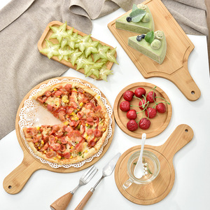 Plateau de service rond en bambou L-SD, 7, 8, 9 pouces, pour pizza, gâteau, sushi, hôtel, café, thé - Product Image 3