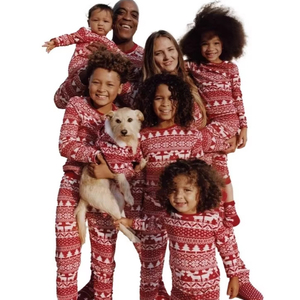 Conjuntos <span class=keywords><strong>de</strong></span> <span class=keywords><strong>Pijamas</strong></span> Navideños Familiares Estilo Europeo Americano para Padres e Hijos, Ropa para el Hogar para las Fiestas - Product Image 1