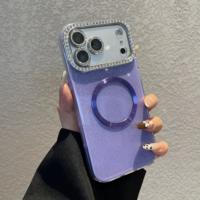 Coque de téléphone de luxe antichoc magnétique avec lentille d'appareil photo brillante effet diamant et couleur bonbon pour iPhone 18 17 Pro Max 16 15 14 13