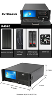 Casing Server Rak 2 Bay Hot Swap 4U Industrial PC ATX dengan Layar LCD 8,9 inci