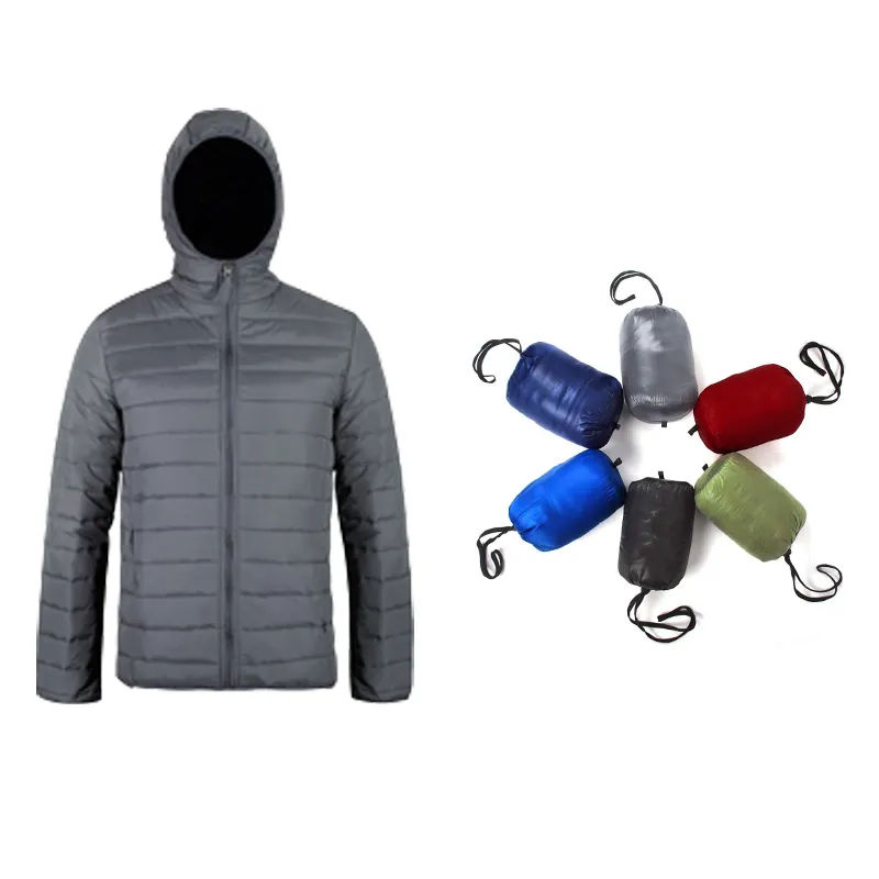 Logo Printing Mens packable jacket Keep warm Lightweight jacket OEM Custom Hood Winter Waterproof Outdoor Plus Size Jackets