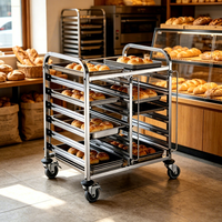 Chariot de cuisine mobile professionnel en acier inoxydable pour boulangerie, avec support pour 12 bacs GN/IPAN