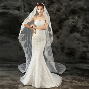 Telo di pizzo ricamato sposa caldo per matrimonio in tulle <span class=keywords><strong>mantilla</strong></span> cattedrale lungo <span class=keywords><strong>velo</strong></span> da sposa con pizzo - Product Image 5