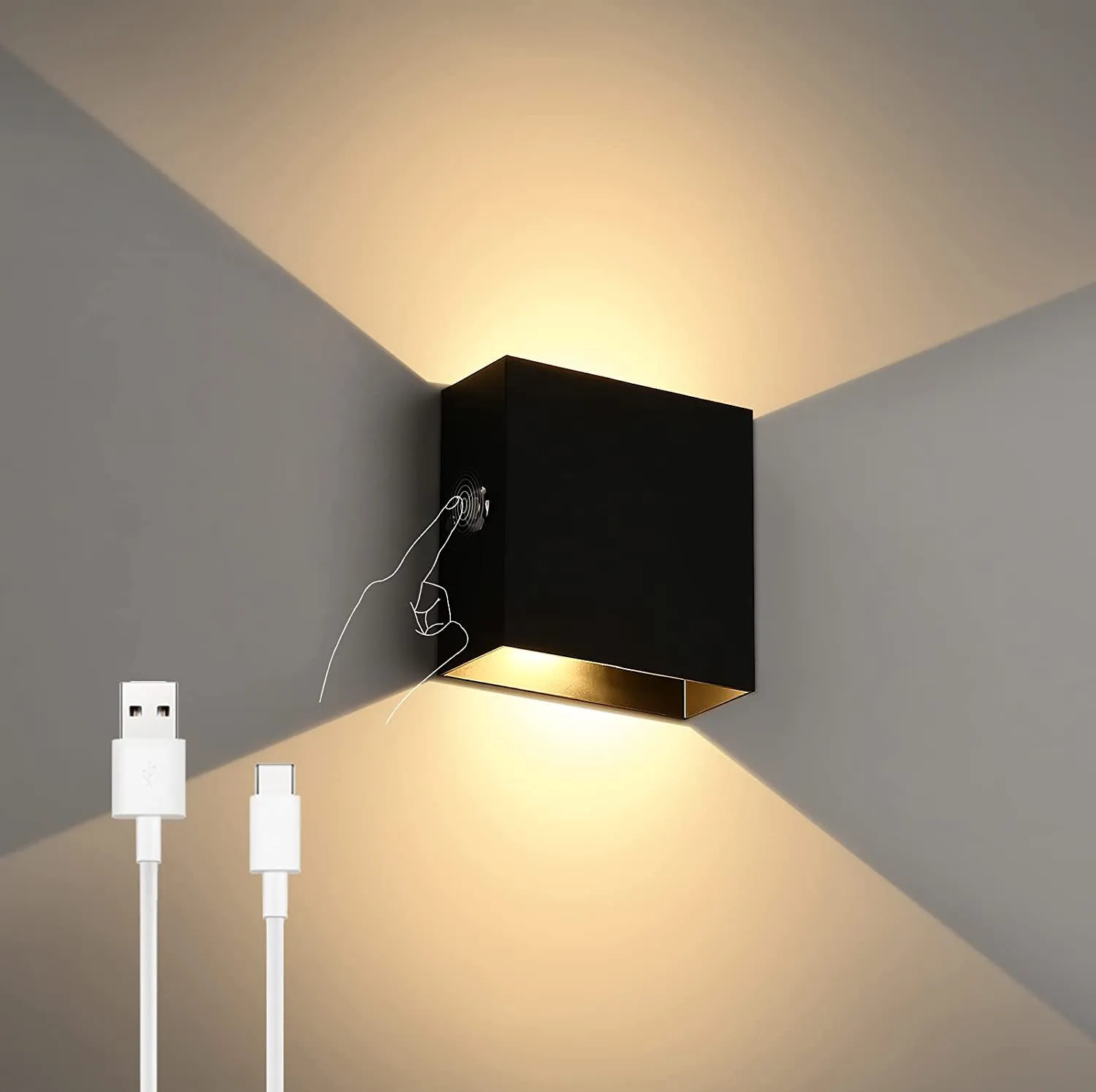 Luces de pared recargables por USB para el hogar, iluminación con Sensor de movimiento para interior, dormitorio, mesita de noche, pasillo, decoración de escaleras, lámpara de pared