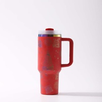Nouveau produit transfrontalier : Tasse Bingba 40oz en acier inoxydable 304, motif dessin animé, avec poignée, grande capacité, pour voiture, maintien au chaud 6-12 heures