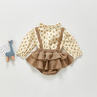 Printemps nouveau Floral bébé fille vêtements ensembles nouveau-né bébé à manches longues Blouses + combinaison salopette mode bébé fille tenues