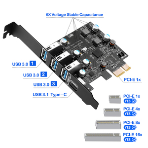 PCI Express X1 to 3 Port USB 3.0 + 1 Port Type - C Expansion Card, 5Gbps Super Speed for Windows Mac Linux Desktop PC - Product Image 2