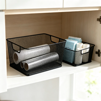 Panier à fruits rectangulaire élégant et peu encombrant en treillis métallique, bac de rangement multifonctionnel pour garde-manger, salle de bain et bureau