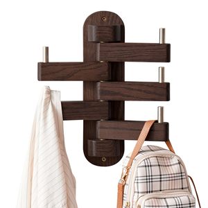 Swivel <strong>Coat</strong> <strong>Hooks</strong> for Walls Decorative <strong>Oak</strong> Wood <strong>Coat</strong> Rack Wall Shelf for Bedroom Living Room Bathroom Office Wood Wall <strong>Hooks</strong> - Product Image 3