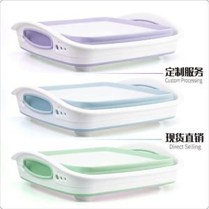 Kitchen Extendable Square Sink Plastic <b>Vegetable</b> Washing Folding Basin Storage Design Easy To Clean Matte Surface - Product Image 3