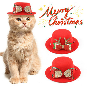 Nuevos gorros navideños para mascotas, accesorios para mascotas, lindos gorros de disfraz para gatos y perros con lazos. - Product Image 1
