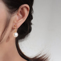 Boucles d'oreilles pendantes élégantes en argent sterling S925 avec perles d'eau douce, style vintage français, luxe léger, pour femme, plaqué platine
