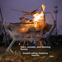 Poêle à bois pliable en alliage de titane pour l'extérieur, foyer de camping, barbecue, feu de camp, avec étui de transport